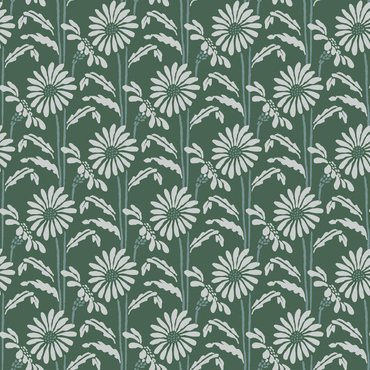 Woodland Bloom - Forest Jade Floral Wallpaper