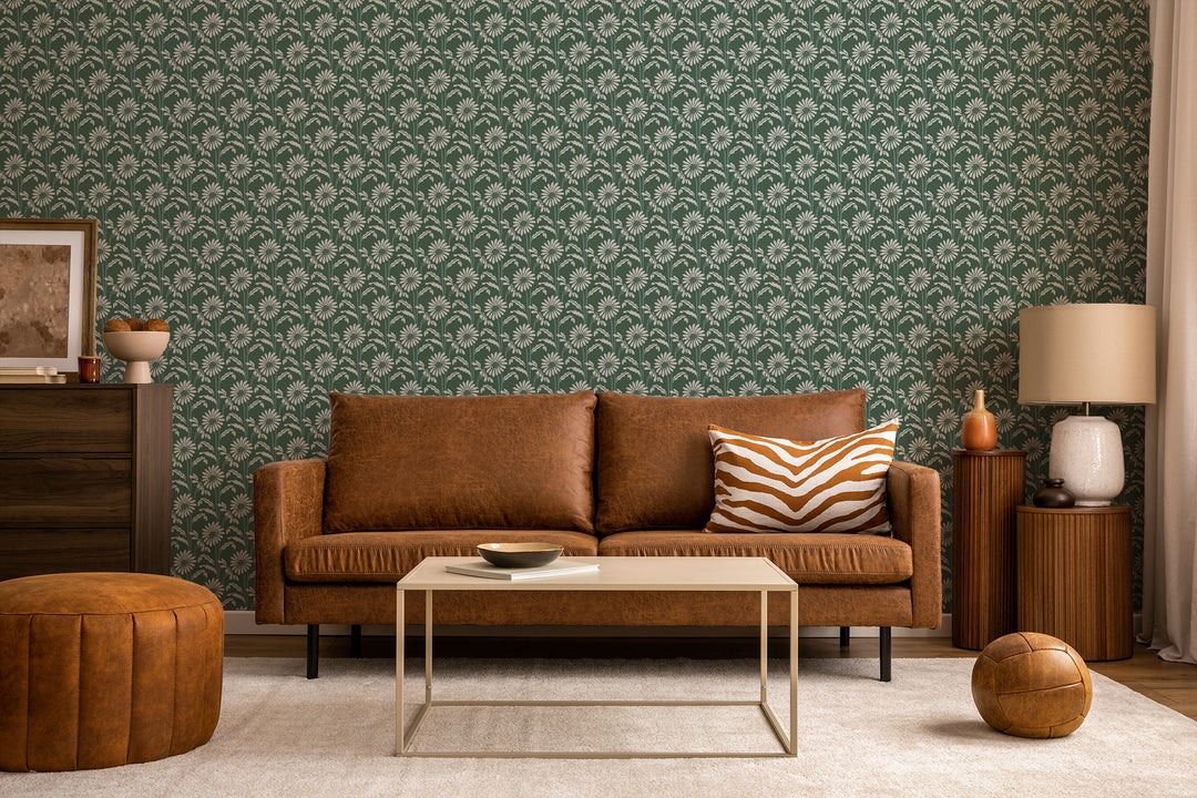 Woodland Bloom - Forest Jade Floral Wallpaper