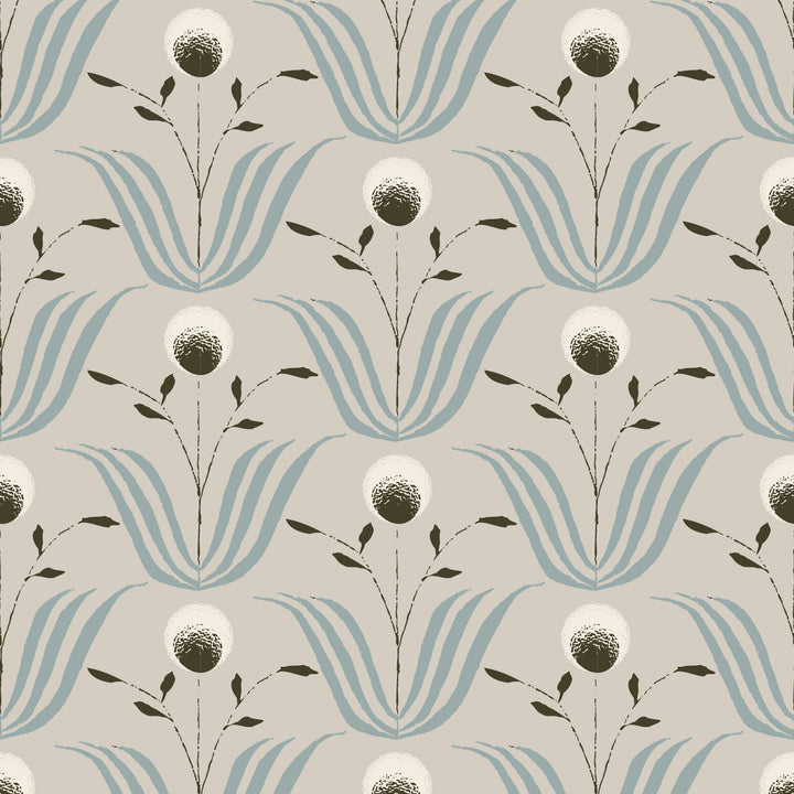 Spring Bloom - Blue Ivory Floral Wallpaper