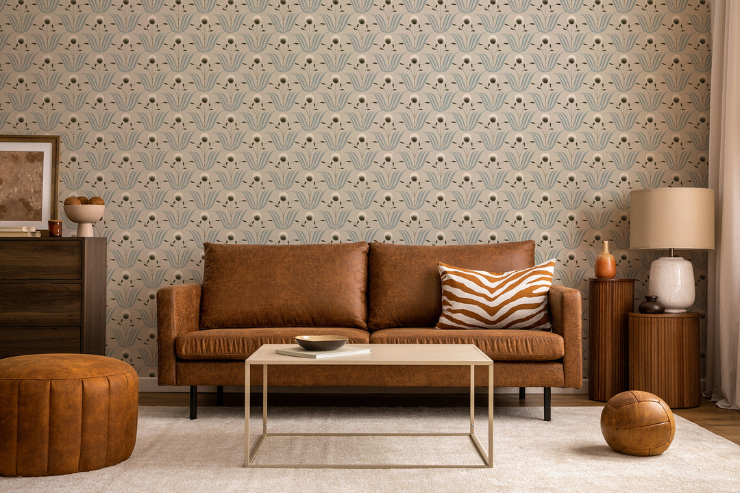 Spring Bloom - Blue Ivory Floral Wallpaper