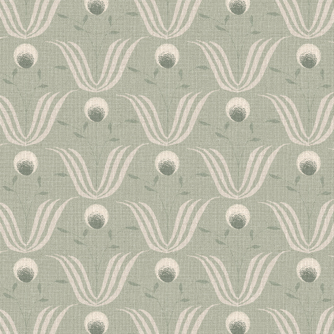Spring Bloom Seafoam Green Grasscloth