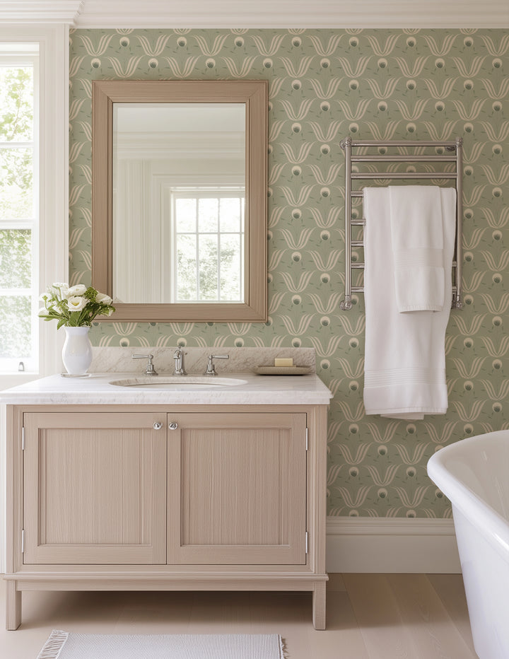 Spring Bloom - Seafoam Green Wallpaper