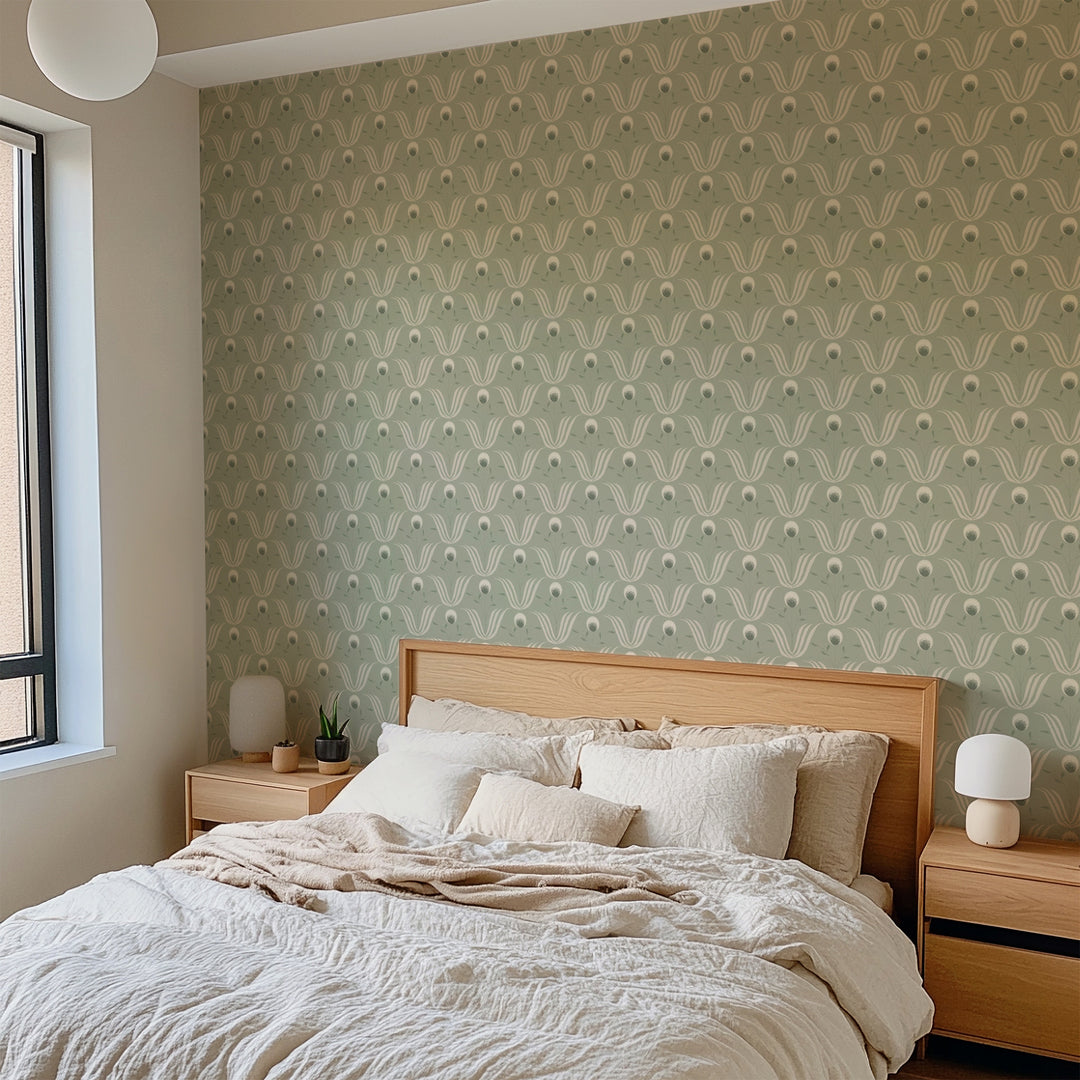 Spring Bloom - Seafoam Green Wallpaper