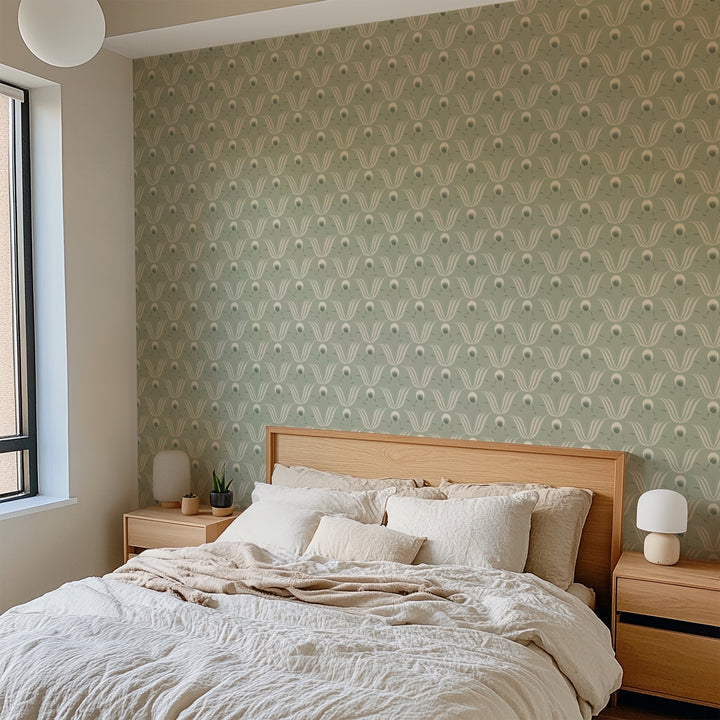Spring Bloom - Seafoam Green Wallpaper
