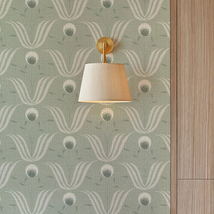 Spring Bloom Seafoam Green Grasscloth