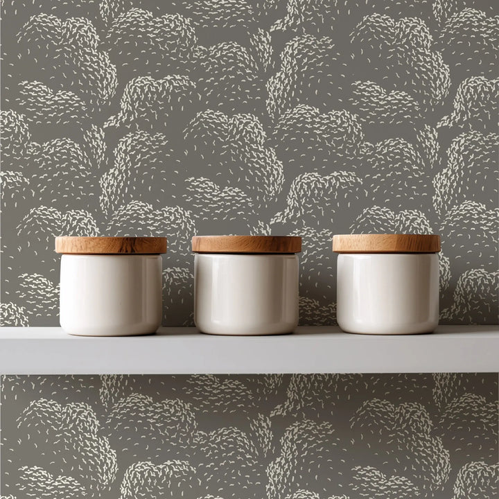 Clouds - Muted Brown Wallpaper