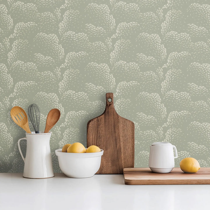 Clouds - Pale Green Wallpaper