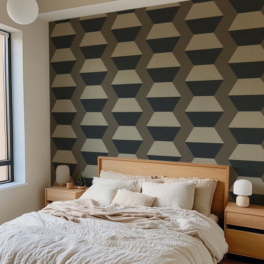 Infinity Blocks - Coconut Husk Wallpaper - Mitchell Black