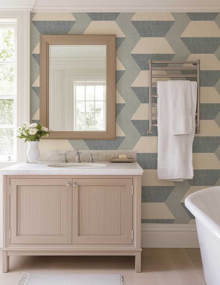 Infinity Blocks - Lacquered Blues Wallpaper