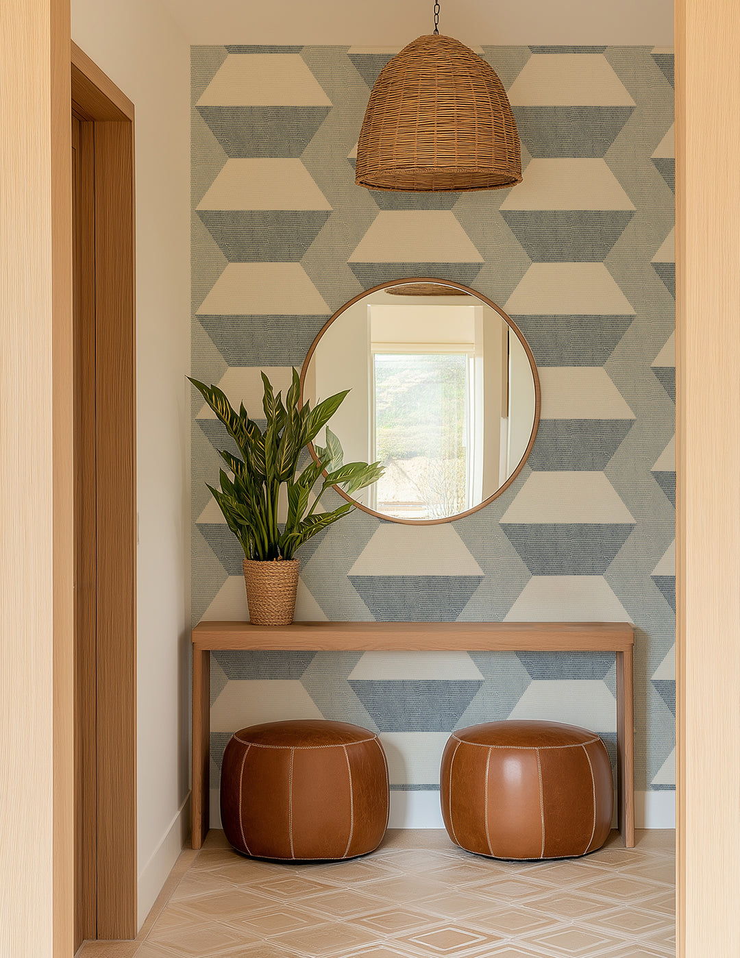 Infinity Blocks - Lacquered Blues Wallpaper