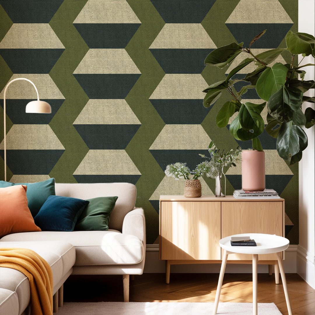 Infinity Blocks - Olive Taupe Wallpaper