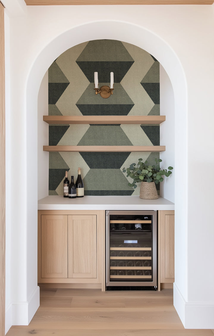 Infinity Blocks - Sage Green Wallpaper