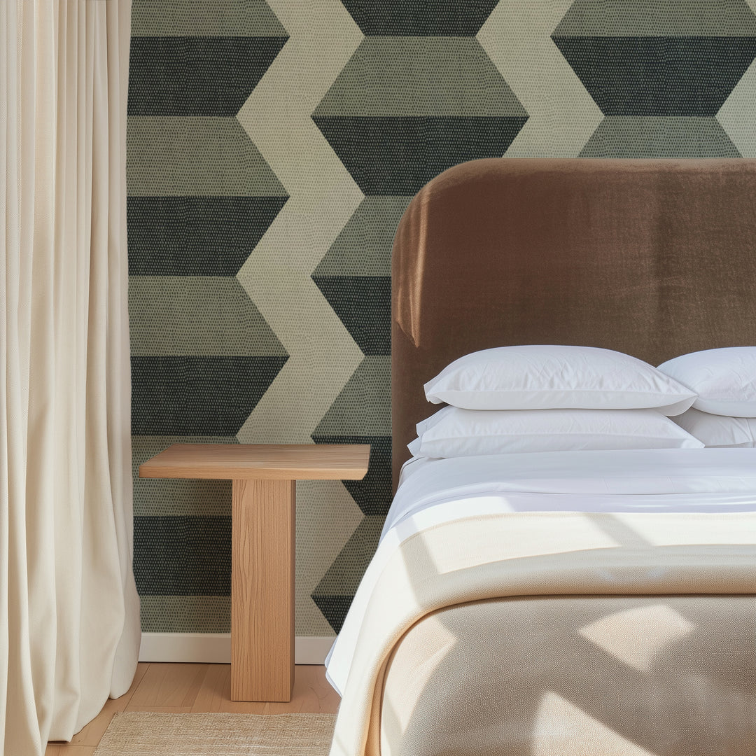 Infinity Blocks - Sage Green Wallpaper