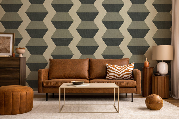 Infinity Blocks - Sage Green Wallpaper