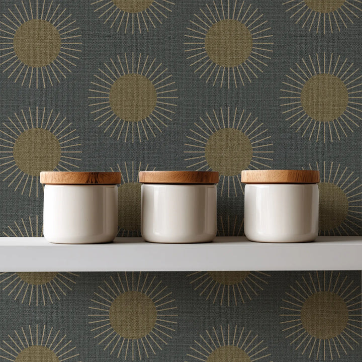 Sunburst Midnight Sun Grasscloth