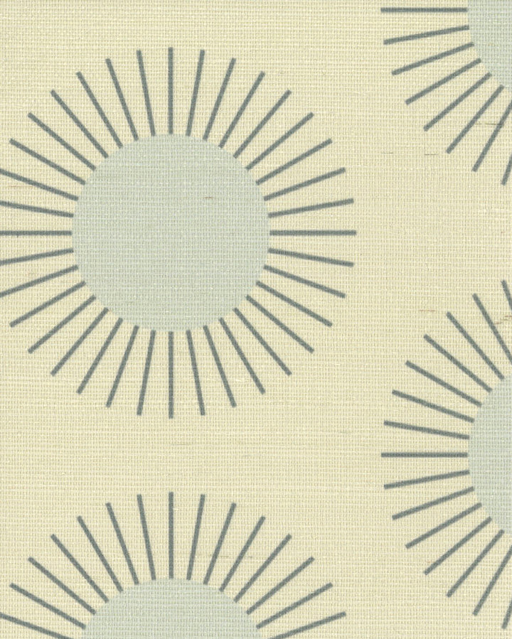 Sunburst Solar Blue Grasscloth