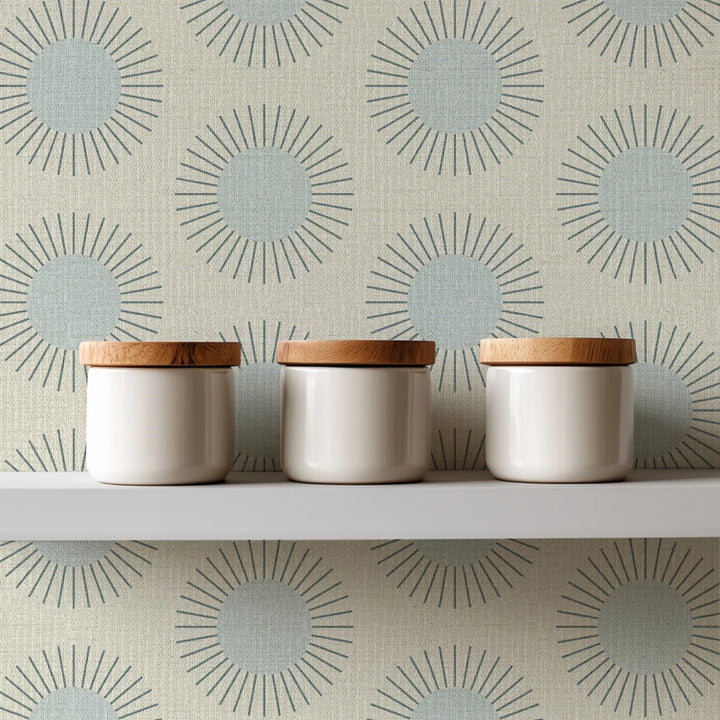 Sunburst Solar Blue Grasscloth