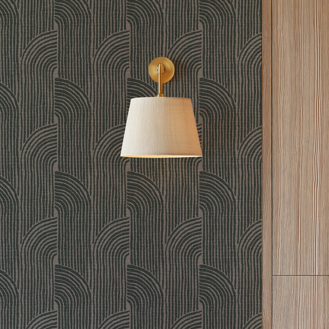 Woven Arcs Cocoa Brown Grasscloth