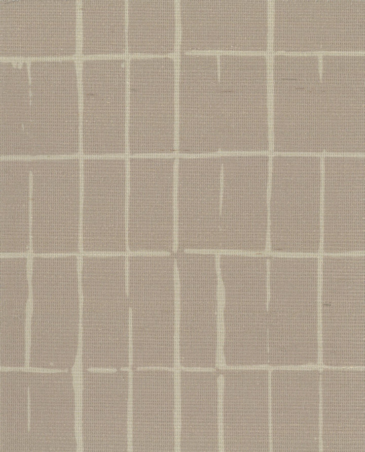 Fractured Grid Earthen Beige Grasscloth
