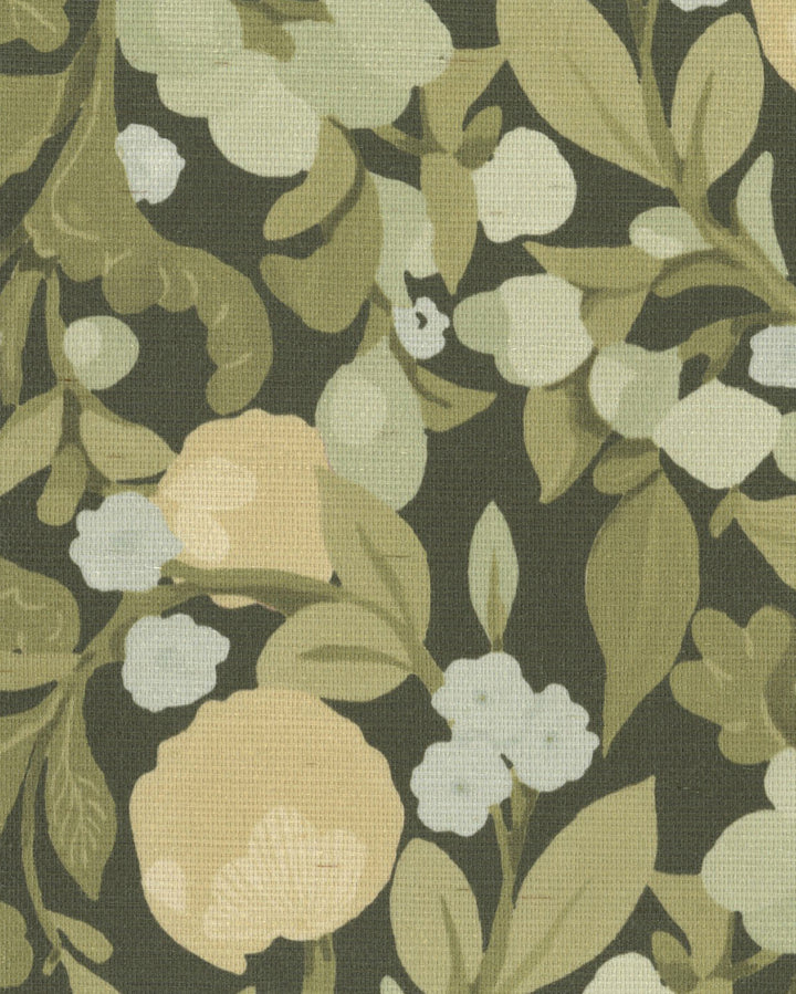 Budding Grove Deep Olive Grasscloth