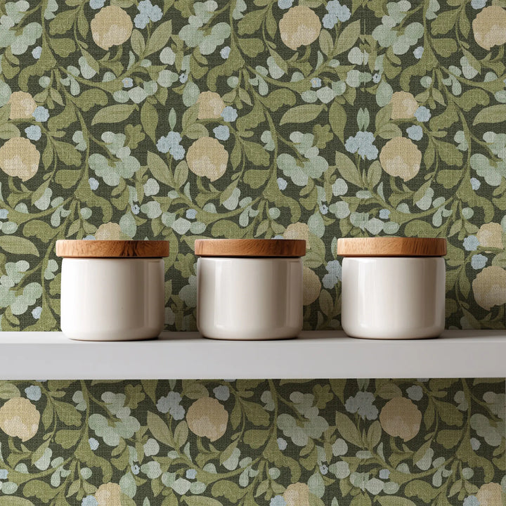 Budding Grove Deep Olive Grasscloth