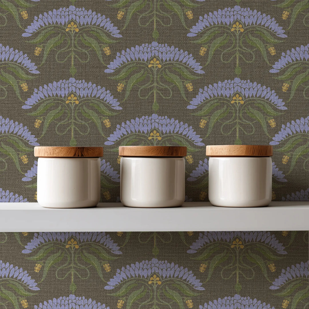Fleur De Reve Brown Lavender Grasscloth