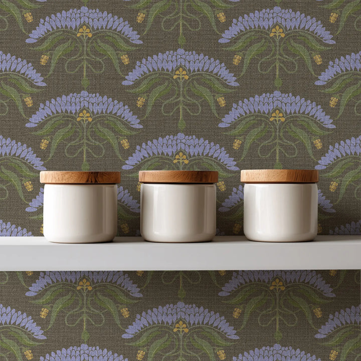 Fleur De Reve Brown Lavender Grasscloth