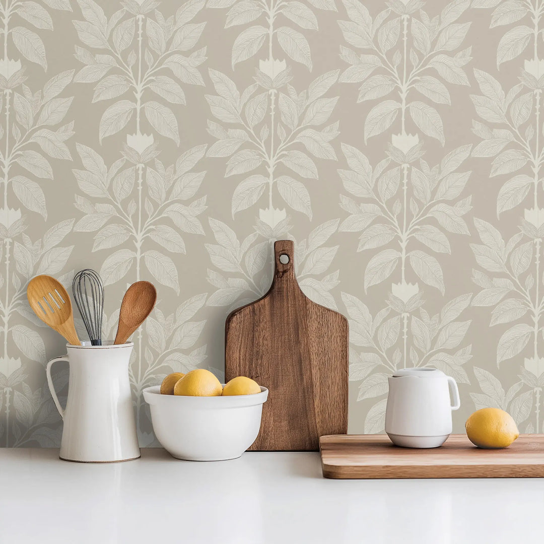 Wayward Petal - Dry Brush Brown Floral Wallpaper