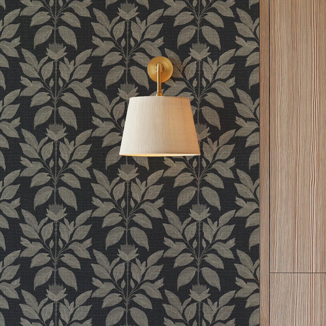 Wayward Petal Chimney Black Grasscloth