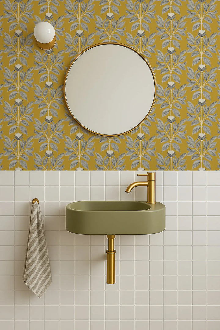 Wayward Petal - Deep Saffron Floral Wallpaper