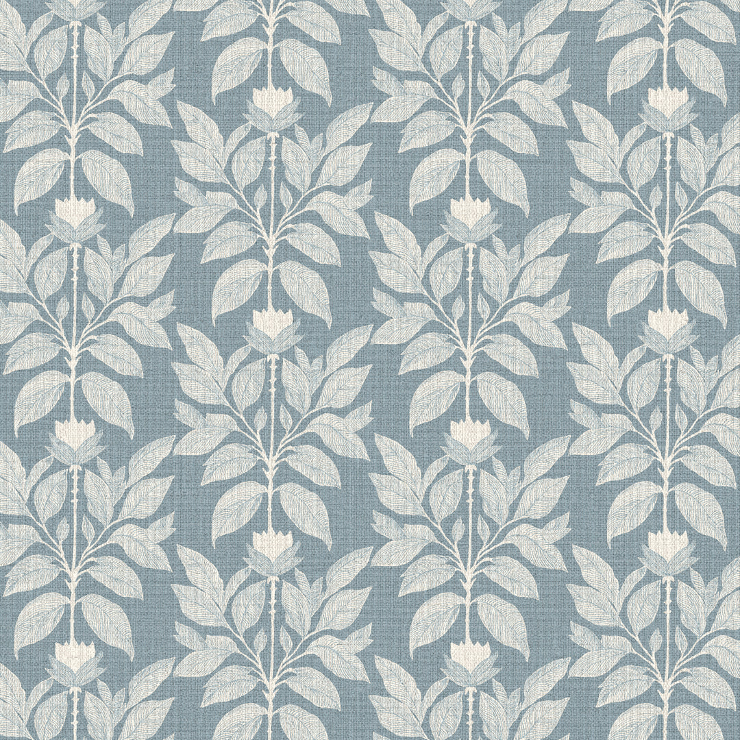 Wayward Petal Lacquered Blues Grasscloth