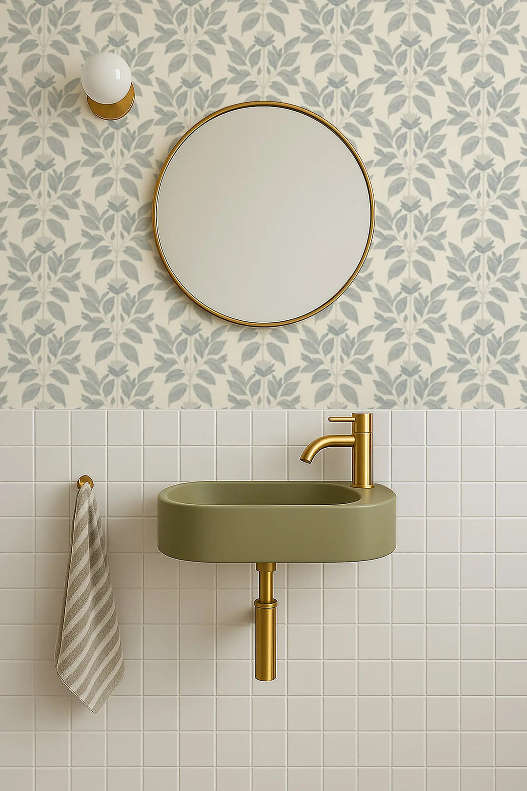 Wayward Petal - Pale Mineral Blue Floral Wallpaper