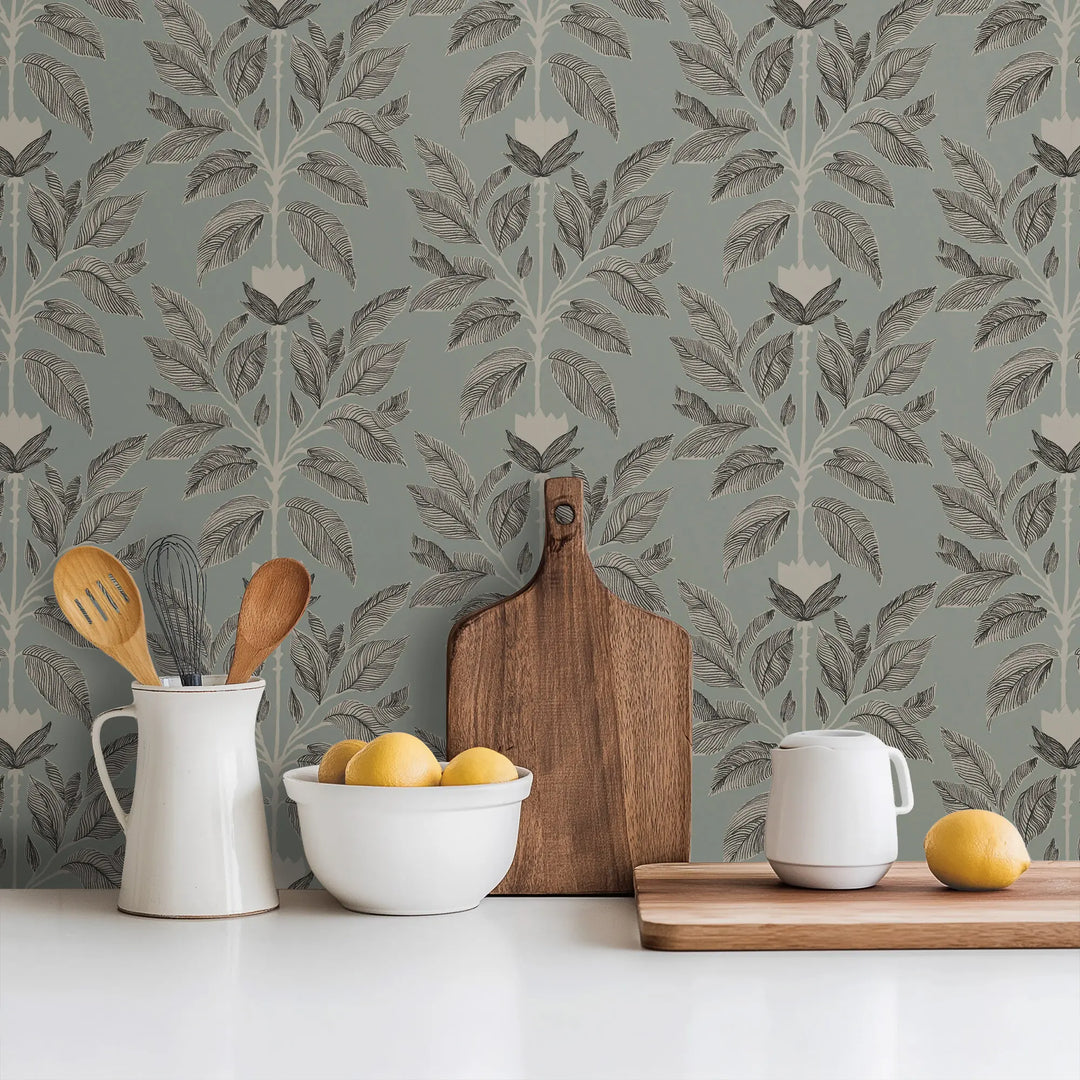 Wayward Petal - Sage Taupe Floral Wallpaper