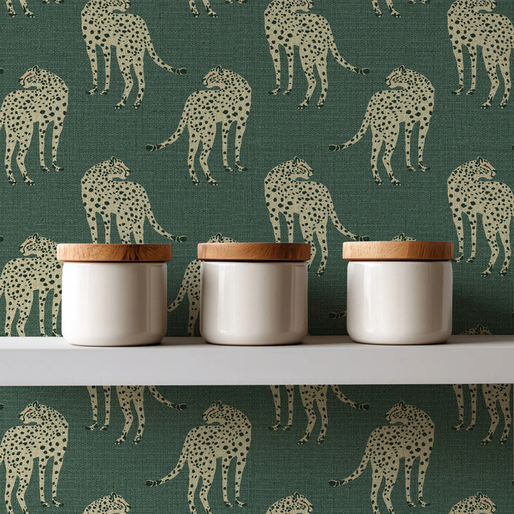 Prowling Cheetah Juniper Grasscloth