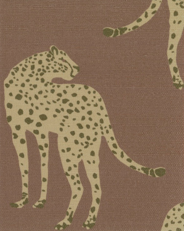 Prowling Cheetah Mahogany Plains Grasscloth