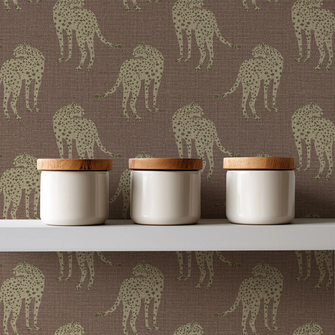 Prowling Cheetah Mahogany Plains Grasscloth