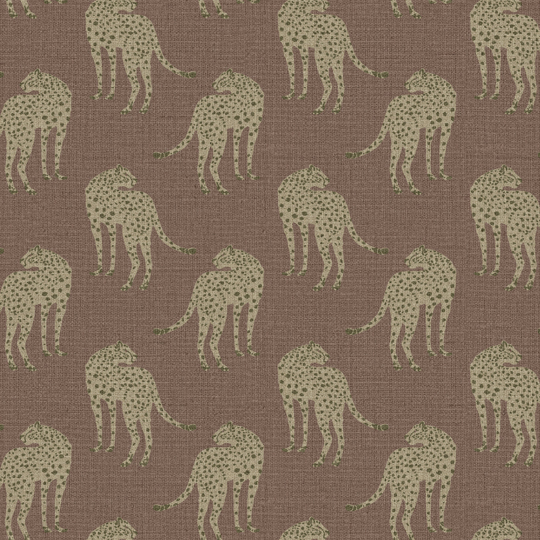Prowling Cheetah Mahogany Plains Grasscloth