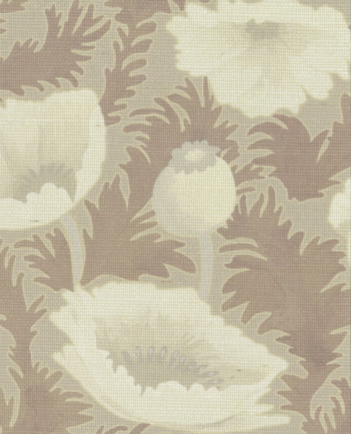 Poppy Bloom Earthen Taupe Grasscloth
