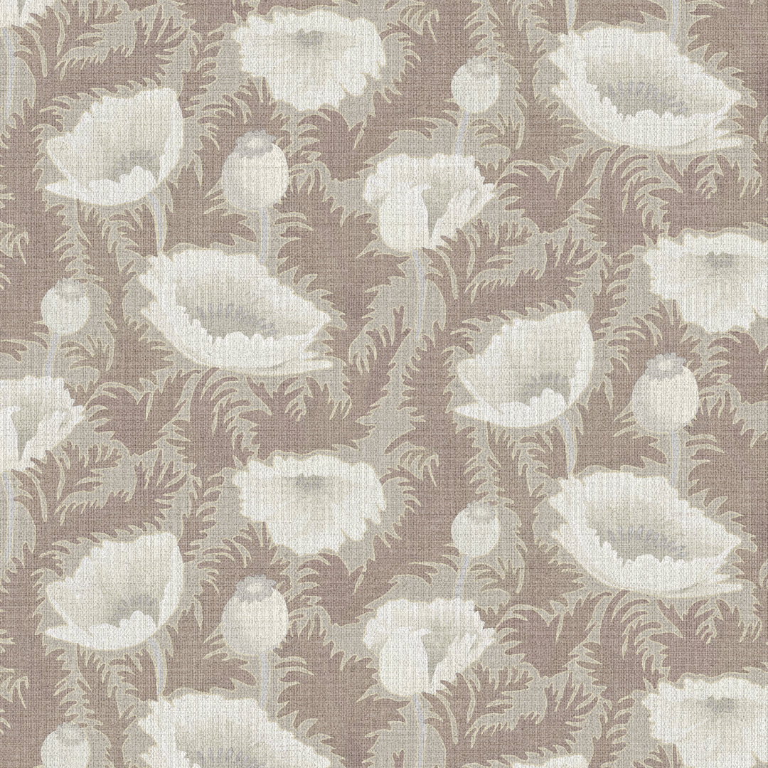 Poppy Bloom Earthen Taupe Grasscloth