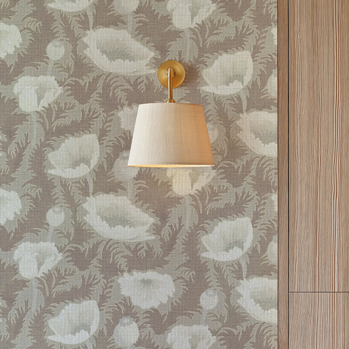 Poppy Bloom Earthen Taupe Grasscloth