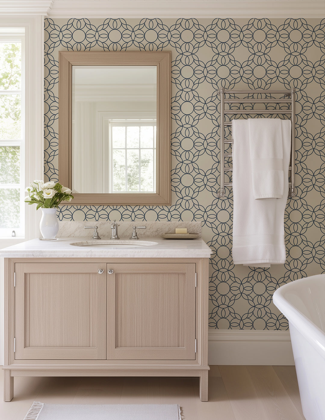 Bloom Ring - Oxford Blue Wallpaper