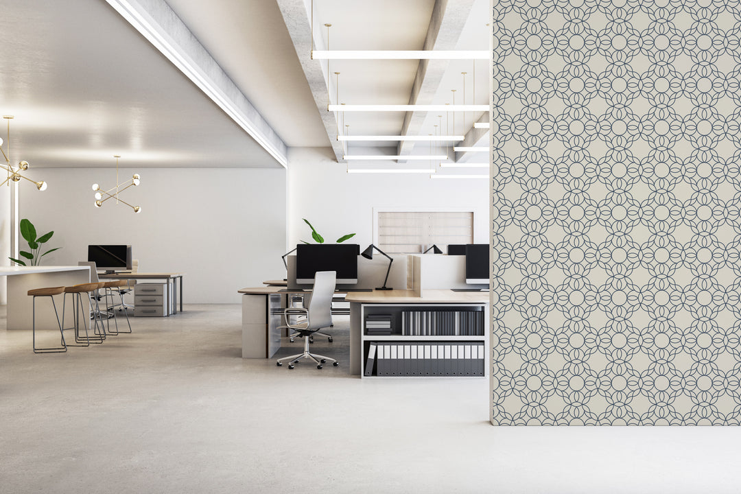 Bloom Ring - Oxford Blue Wallpaper