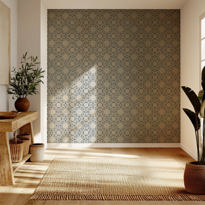 Bloom Ring - Oxford Blue Wallpaper