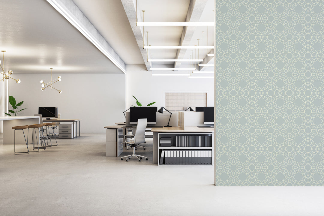 Bloom Ring - Pale Mineral Blue Wallpaper