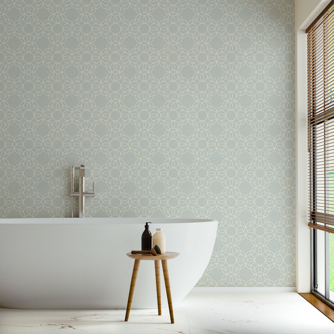 Bloom Ring - Pale Mineral Blue Wallpaper