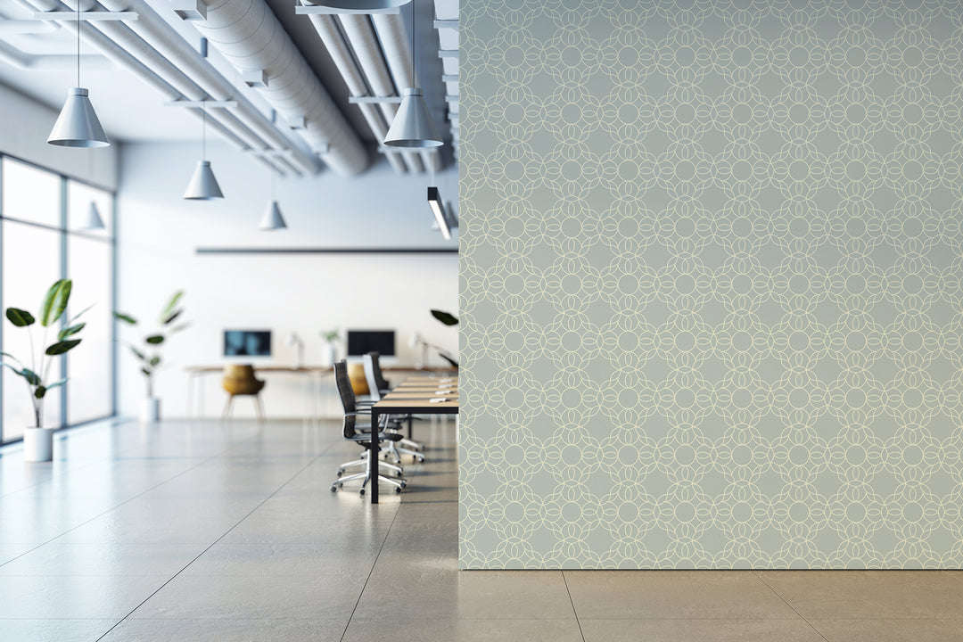 Bloom Ring - Pale Mineral Blue Wallpaper