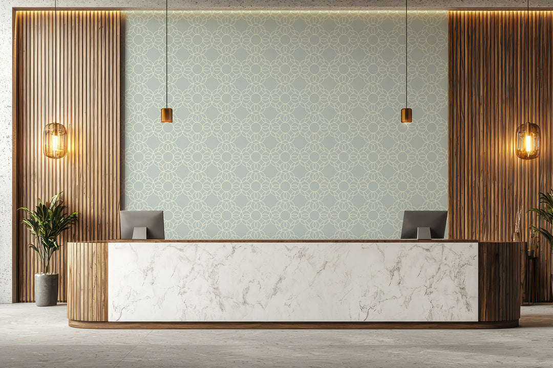 Bloom Ring - Pale Mineral Blue Wallpaper