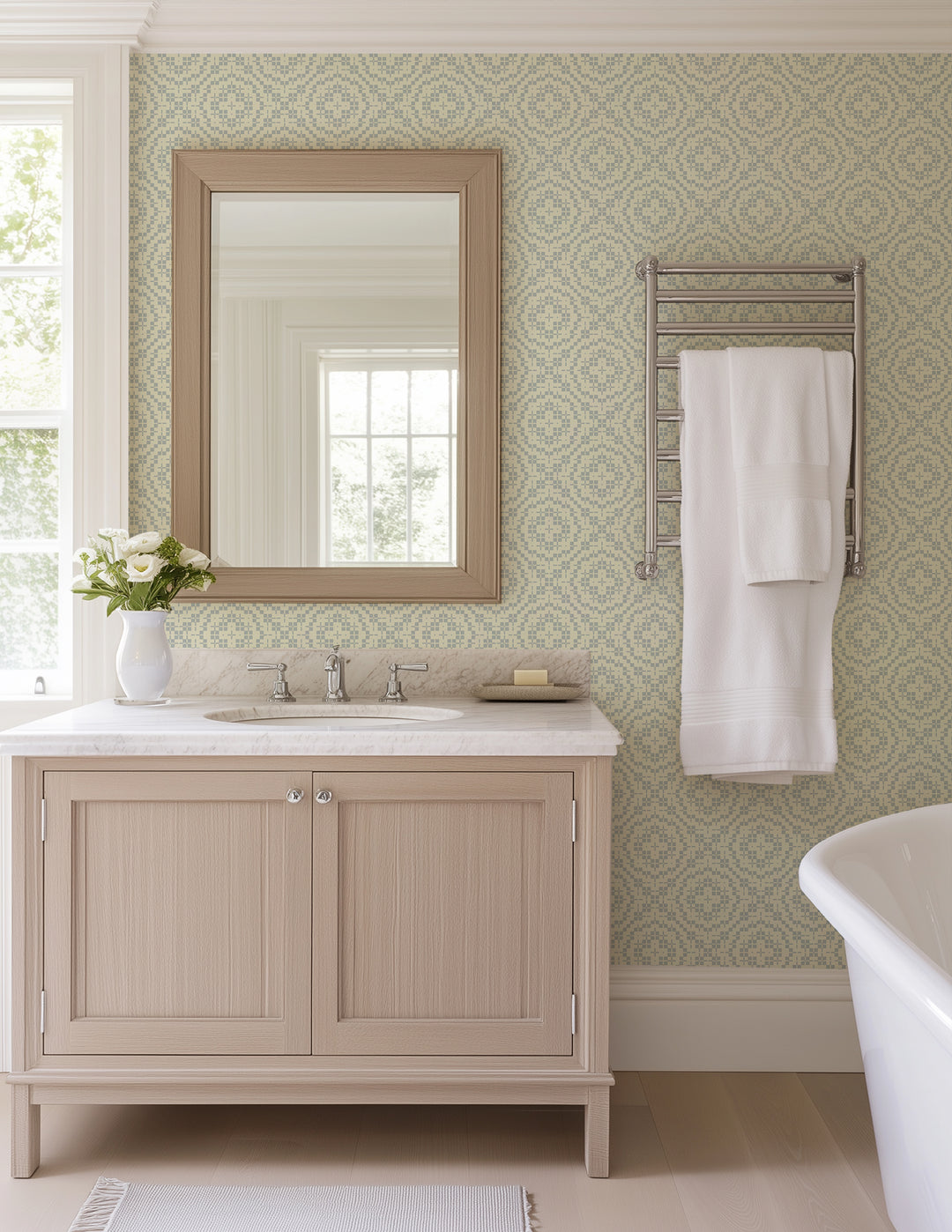 Echo Tile - Pale Mineral Blue Wallpaper