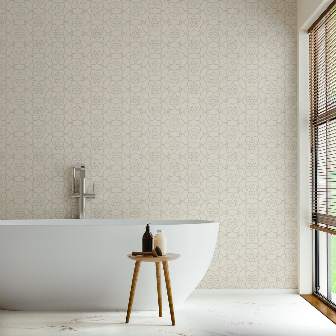 Floret Lattice - Alabaster Wallpaper