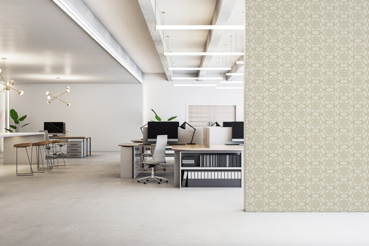 Floret Lattice - Golden Wheat Wallpaper